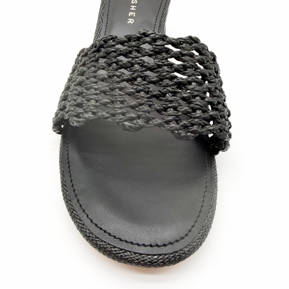 Marc Fisher LTD Jazmine Woven Slide Sandals Block Heel Mule Black 10 NEW - Picture 8 of 16